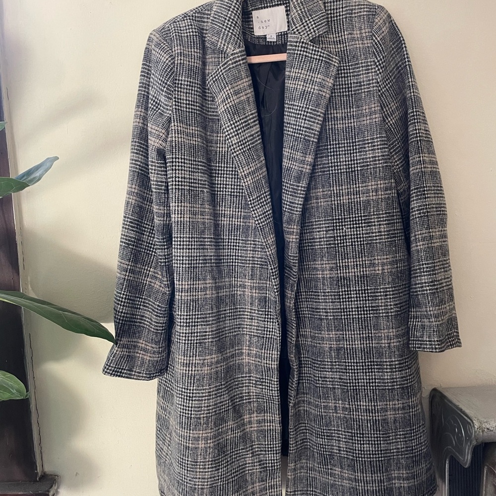 Black and White Plaid Coat